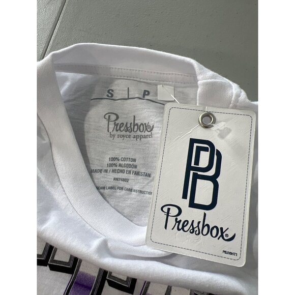 Pressbox K State Crewneck Short Sleeve T Shirt Size S White Purple Essential NEW - Picture 4 of 6